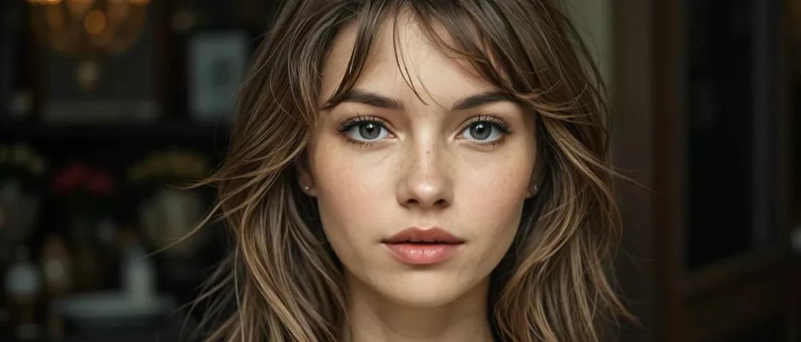 femme avec frange rideau