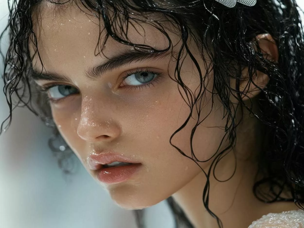 fille aux cheveux mouillés