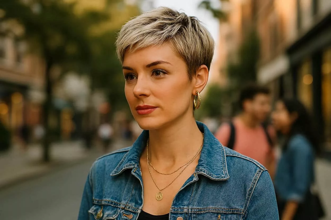 pixie texturée femme dans la rue