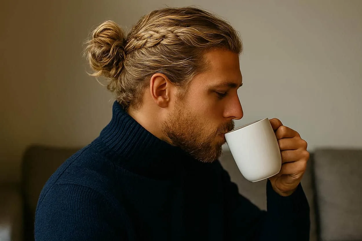 man bun avec tresses