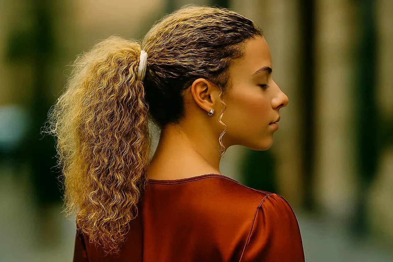 ponytail décontracté cheveux bouclés