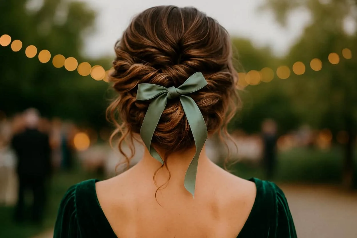 chignon de fête avec nœud
